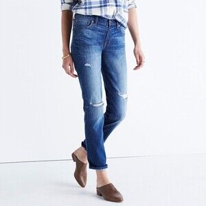 MADEWELL The Slim Boyjean in Brinville Wash Rip and Repair Edition 25 Distressed